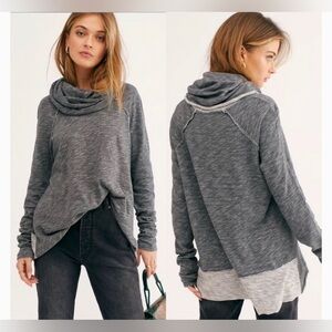 Free People Beach Cotton Cocoon Cowl Funnel Neck Tunic One Size